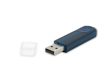 Blue usb flash drive isolated on white