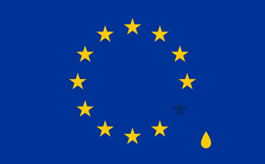 Abstract crying flag with Drop. European Union EU flag