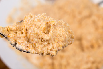 Grounded biscuts with milk close up macro