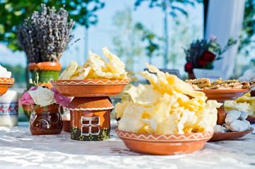 sweet table and decoration in traditional style wedding