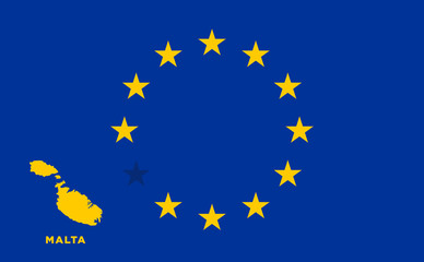 EU flag with Malta country. European Union membership Malta