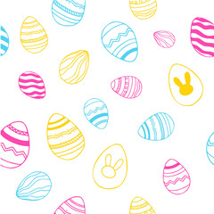 Easter seamless pattern. Hand drawn eggs.