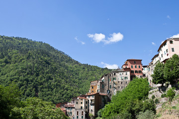 Fototapeta na wymiar Panoramic view of Pigna village, Imperia Province 