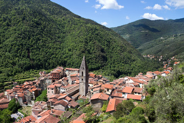 Panorama of Pigna village, historic centre - Imperia Province
