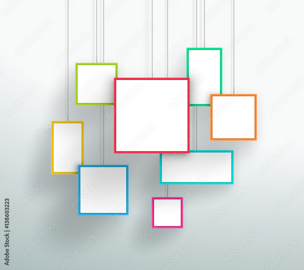 Poster vector 3d simple colorful hanging square frames design