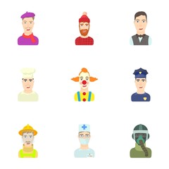 Workers icons set, cartoon style