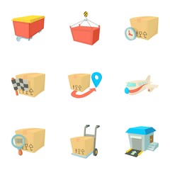 Transfer icons set, cartoon style