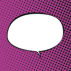 Oval Speech Bubble on Pink Background with Black Dots , Speech Bubble on Halftone Background, Retro Style, Vector Illustration