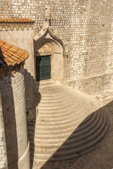 Baroque steep staircase in Old Town Dubrovnik view from City Walls