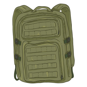 Vector Single Cartoon Tactical Army Backpack