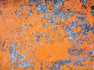 old painted metal surface. Rusty metal, peeling paint, red tones