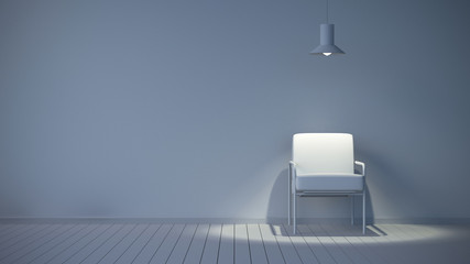 Minimal white interior spotlight chair