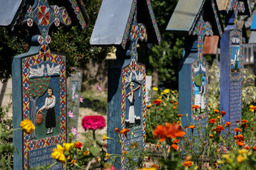 Fototapeta na wymiar Merry Cemetery in Sapanta, Romania