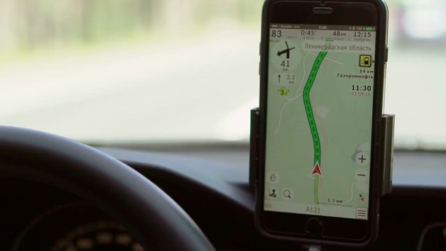 Satellite navigator gps in car driving