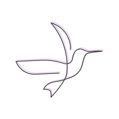 Continuous line bird One line drawing for logo, card, banner