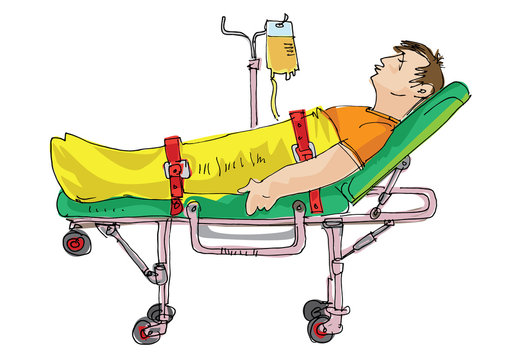patient on stretcher with iv drip clip art preview