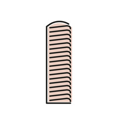 Isolated pink color skyscraper in lineart style icon, element of urban architectural building vector illustration.