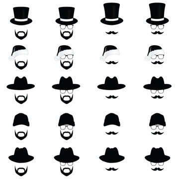 face with different hat vector illustration