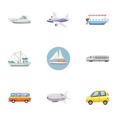Carriage services icons set, cartoon style