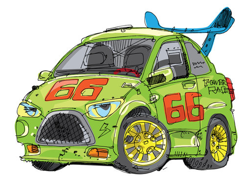 racing rally car - cartoon Stock Vector | Adobe Stock