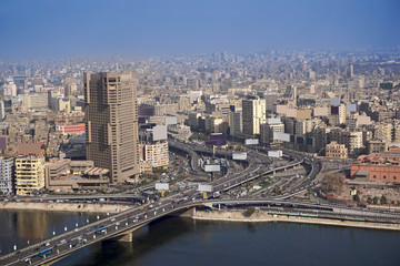 Fototapeta na wymiar Aerial Cairo Egypt 6th October bridge