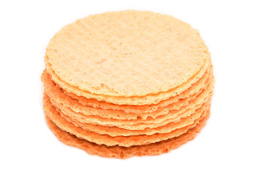 Round waffles with salt isolated on white