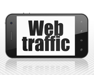 Web development concept: Smartphone with Web Traffic on display
