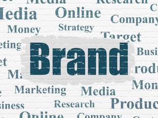 Advertising concept: Brand on wall background