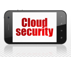 Cloud computing concept: Smartphone with Cloud Security on display