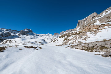 Fototapeta na wymiar Winter Landscape in Picos de Europa mountains, Cantabria, Spain.