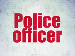 Law concept: Police Officer on Digital Data Paper background