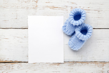 Greeting children form with blue booties