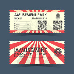 Amusement park ticket. Vintage design element . Vector illustration.