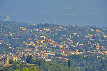 Corfu, Greece: Buildings in the mountains