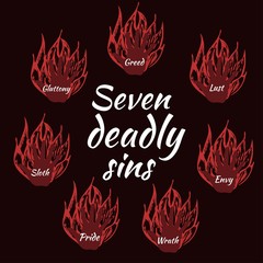 Seven deadly sins. Bible. Vector illustration