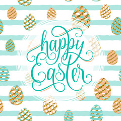 Vector illustration of cute happy easter greeting card