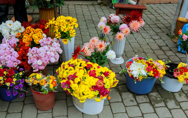 Fototapeta na wymiar Bouquet decorate in front of flower shop