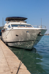 Fototapeta premium White luxury yacht in the marina of the Adriatic sea. Croatia