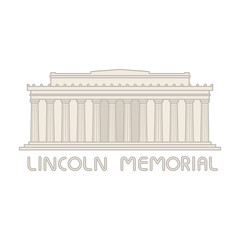 Vector american lincoln memorial building line flat cartoon. Washington  background.