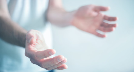 Businessman showing his empty hand