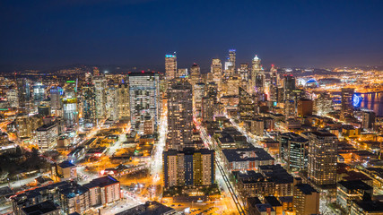 Fototapeta na wymiar Downtown Seattle skyline at night.