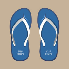 Pair of blue summer flip flops rubber shoes