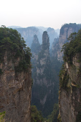 Unreal mountain peak in the early morning in China National park
