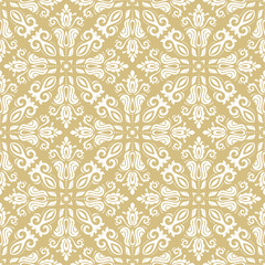 Classic seamless vector golden and white pattern. Traditional orient ornament. Classic vintage background