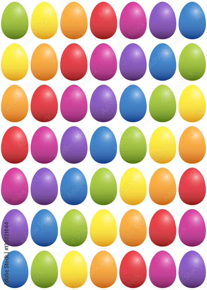 Poster easter eggs color spectrum background - seamless pattern. isolated vector illustration on white back