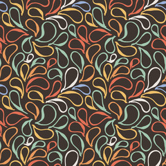 Vector seamless pattern of stylized leaves and petals