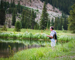 Fly fishing a river in Colorado