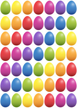 Easter eggs color spectrum background - seamless pattern. Isolated vector illustration on white background.