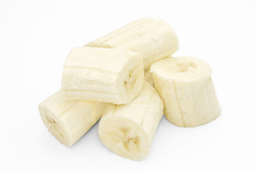Banana slice. Heap isolated on white