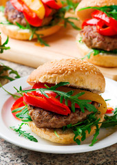 Veal Burger with Goat Cheese and pepper